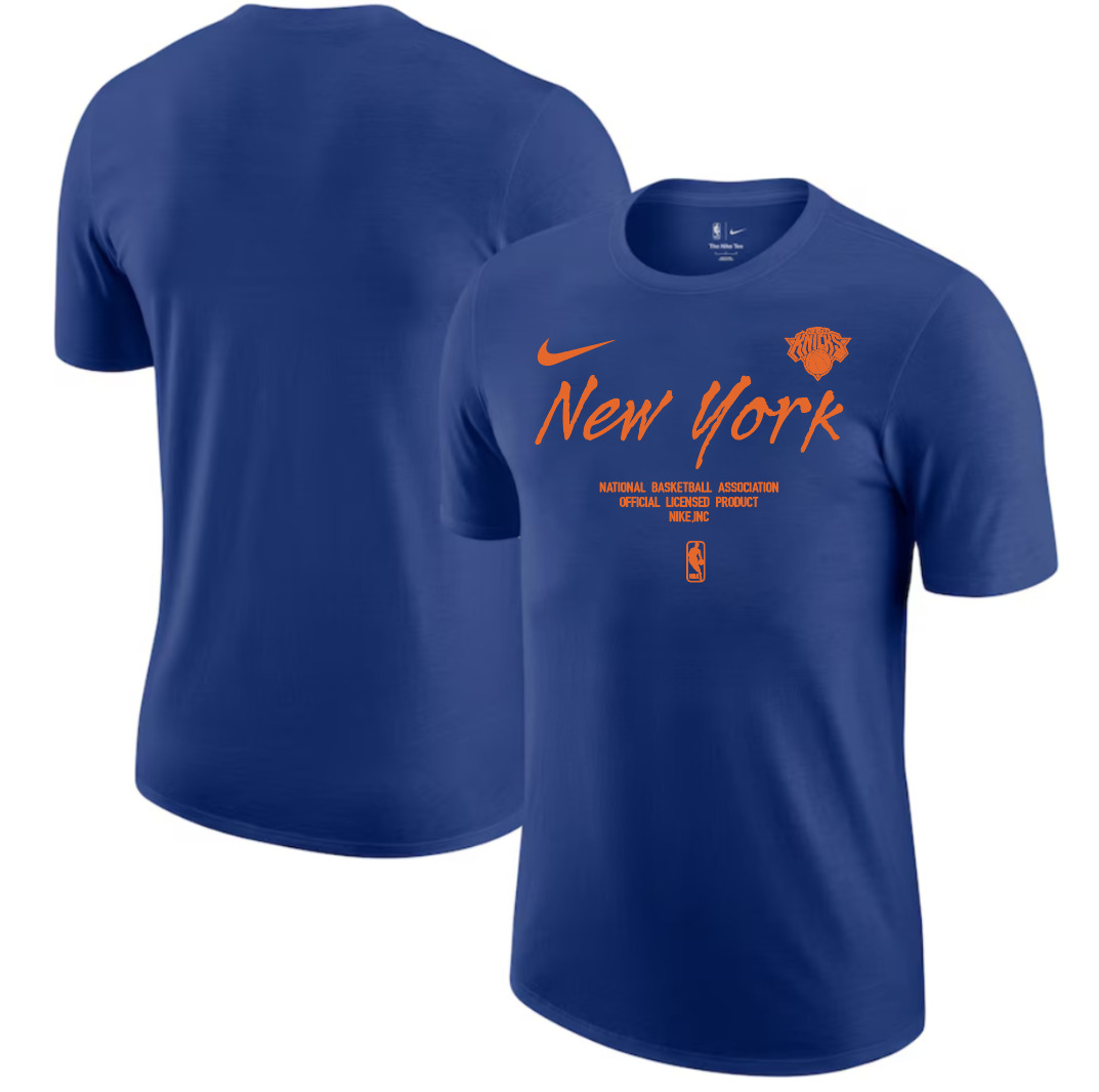 Men 2025 NBA New York Knicks Blue Nike T shirts style 3->nba t-shirts->Sports Accessory
